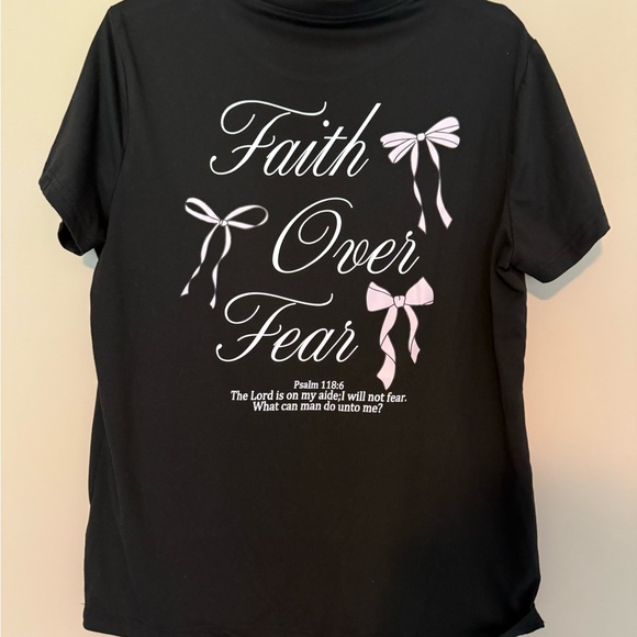 SHEIN Black Tee with White Bow Accent - Picture 2 of 2